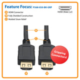 Tripp Lite HDMI Cable, Gripping Connectors, 4K (M/M), Black,  50ft